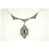 Image 1 :  ANTIQUE Style FILIGREE NECKLACE w AMETHYST #1201256