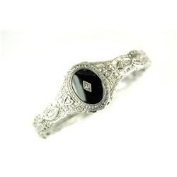 ANTIQUE  FILIGREE BRACELET  Black Onyx DIAMOND #1201259