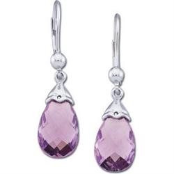 14k WhiteGold Earrings AMETHYST Dangling #1201265