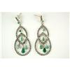 Image 1 : ANTIQUE STERLING EARRINGS w 5 EMERALDS EACH! #1201266