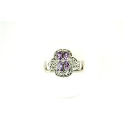 ANTIQUE Style RING w AMETHYSTS and DIAMOND #1201268