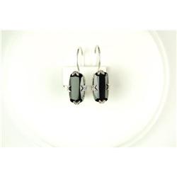 ANTIQUE STERLING EARRINGS w BLACK ONYX = 6#1201270