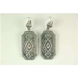 ANTIQUE STYLE FILIGREE EARRINGS with RUBY #1201272