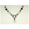 Image 1 : ANTIQUE STYLE NECKLACE w BLACK ONYX w CRYSTAL #1201273