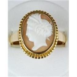 ANTIQUE 14K GOLD CAMEO RING HERA CIRCA 1870 #1201283