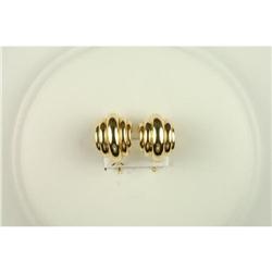 14k GOLD EARRINGS FLUTED HOOP DESIGN #1201285