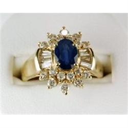 14K GOLD RING FINE SAPPHIRE 1 CARAT W DIAMONDS!#1201293