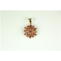 14K GOLD PENDANT CLUSTER OF GARNETS  #1201294