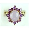 Image 1 : 14K GOLD RING LAVENDAR JADE w AMETHYSTS #1201300