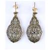 Image 1 : ANTIQUE GOLD FILIGREE EARRINGS w SAPPHIRE #1201311