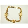 Image 1 : VINTAGE 14K GOLD BRACELET W 3 GOLD COINS #1201319