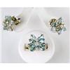 Image 1 : AQUAMARINE w DIAMOND RING and EARRINGS #1201338