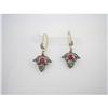Image 1 :  ANTIQUE GOLD EARRINGS RUBY ROSE CUT DIAMONDS #1201350