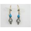 Image 1 :  ANTIQUE GOLD EARRINGS TURQUOISE DIAMONDS #1201364