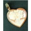 Image 1 : 14K GOLD HEARTSHAPE CAMEO PENDANT AND PEARL #1201507