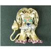 Image 1 : VINTAGE 18k GOLD Pin LION RUBY DIAMOND SAPPHIRE#1201508