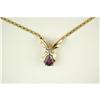 Image 1 : 14K GOLD NECKLACE AMETHYST w DIAMONDS #1201537