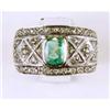 Image 1 :  ANTIQUE GOLD RING EMERALD w DIAMONDS #1201562
