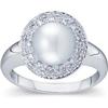 Image 1 : WhiteGold Ring PEARL w DIAMONDS Around #1201610
