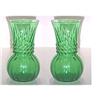 Image 1 : Pair of Green Depression Glass Vases  #1211398