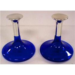 Cobalt Blue Glass and Silvertone Perfume #1211402