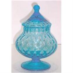 Aqua Blue Honeycomb Covered Candy Jar #1211414