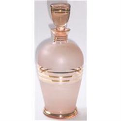 Pink Satin Depression Glass Gold Band Decanter #1211415