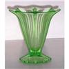 Image 1 : Green Depression Glass Art Deco Fluted Vase #1211493