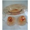 Image 1 : Amber Etched Console Bowl w/Candle Holders #1212002