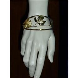 Vintage Handforged  Gold leaves Bracelet #1212229