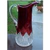 Image 1 : Diamond Peg Ruby Stain Water Pitcher Souvenir #1220564