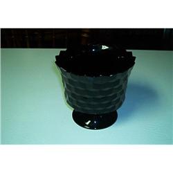 Fenton-Black Glass  Amethyst  Planter/Vase #1220606