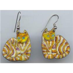 Marmalade Cat Enameled Pierced Earrings #1220632