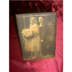 Antique Black & White Photo Wrapped over Tin #1220799