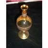 Image 1 : Hand Blown Amber Vase with Gold Painted Designs#1220810