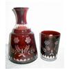 Image 1 : Cut Glass with Red Pitcher and Glass  #1221262