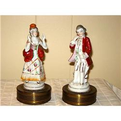 ANTIQUE  FIGURINES MAN/WOMAN ON METAL BASE #1221363