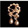 Image 1 : Small Circular Gold Rose and Pearl Pin #1221514