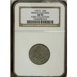 1751-A SOU M French Colonies Sou Marque AU55 NGC. Vlac 