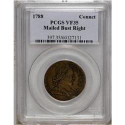 1788 COPPER Connecticut Copper, Mailed Bust Right VF35 