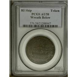 1778-1779 TOKEN Rhode Island Ship Token, Wreath Below, 