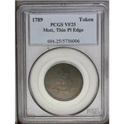 1789 TOKEN Mott Token, Thin Planchet, Plain Edge VF25 