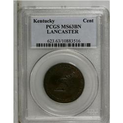 (1792-94) TOKEN Kentucky Token, LANCASTER Edge MS63 Br 