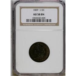 1809 1/2 C AU58 NGC. C-6, B-6, R.1. A well-preserved e 