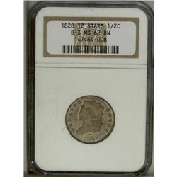 1828 1/2 C 12 Stars MS62 Brown NGC. B-3, C-2, R.2. Ric 
