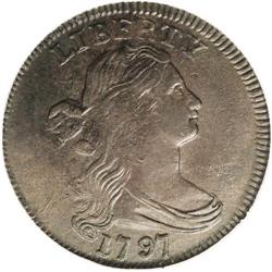 1797 1C Reverse of 1797, Stems AU55 NGC. S-137, B-8, R 