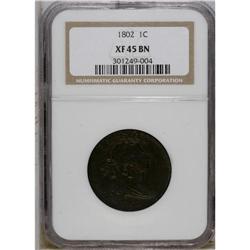 1802 1C XF45 NGC. S-231, B-9, R.1. A Stemless variety, 