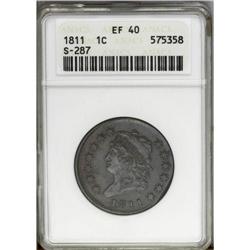 1811 1C XF40 ANACS. S-287, B-1, R.2. A well struck, li 