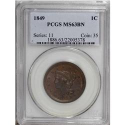 1849 1C MS63 Brown PCGS. N-4, R.1. Grellman Die State 