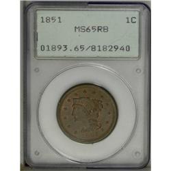 1851 1C MS65 Red and Brown PCGS. N-2, R.1. Bright oran 